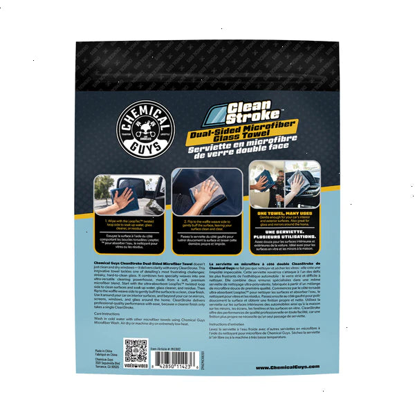 CleanStroke Dual-Sided Microfiber Glass Towel